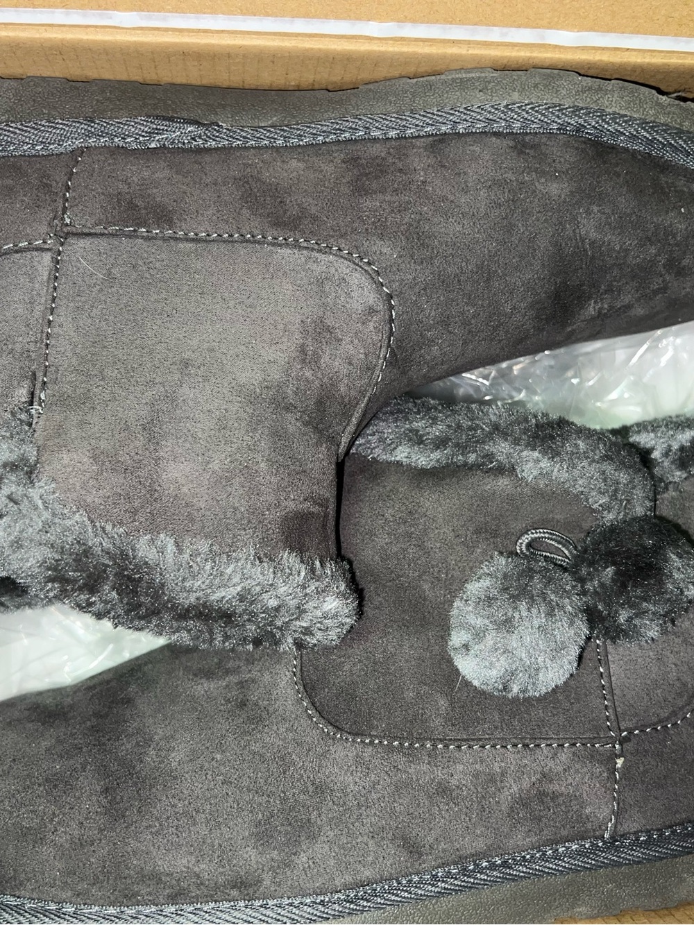 Arizona Women's Gray Suede Pom-Pom Ankle Boots
